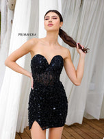 Primavera Cut Glass Ruched Strapless Homecoming Dress 4252