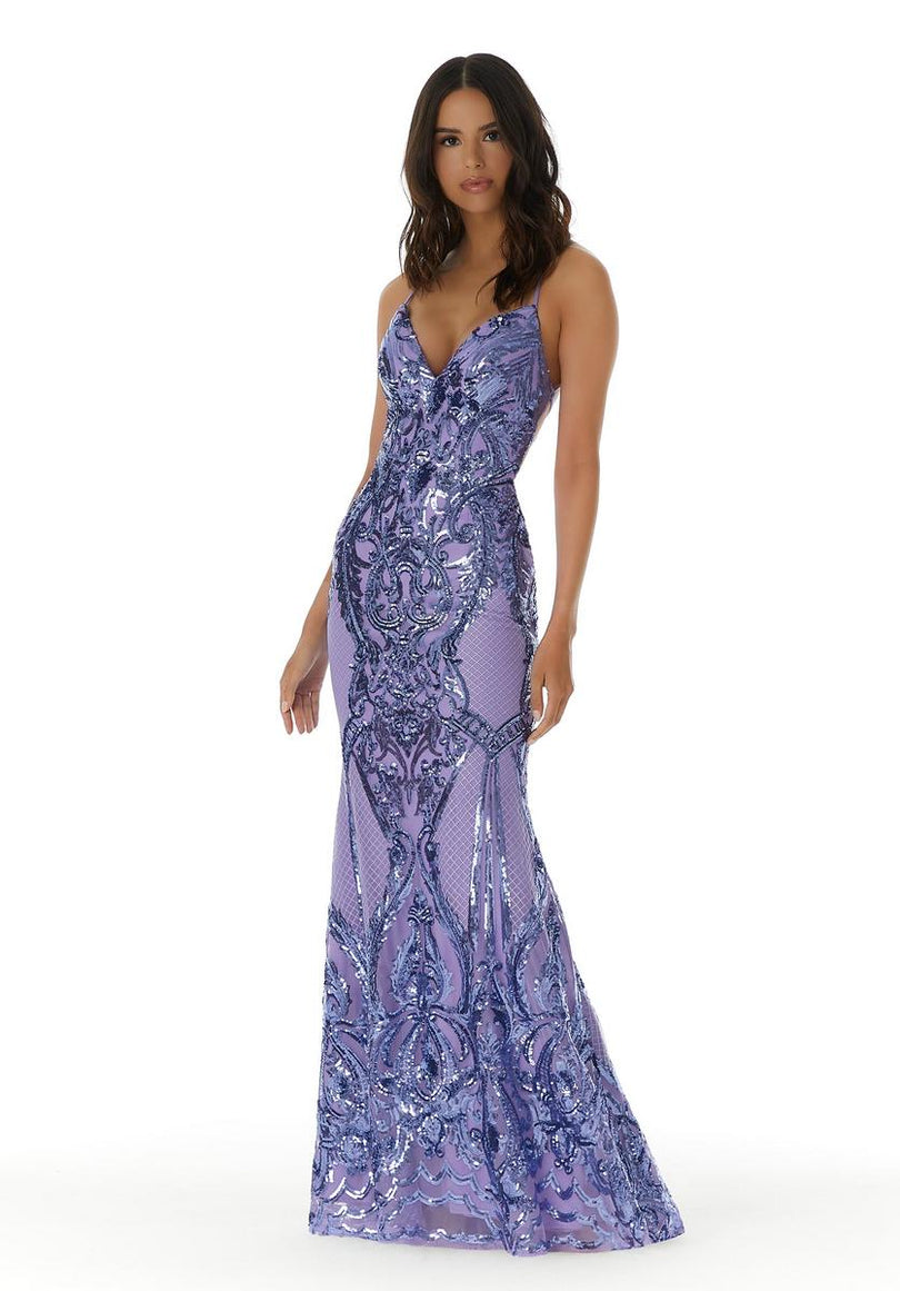 Morilee Long Sequin V-Neck Prom Dress 43032