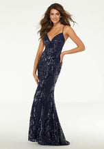 Morilee Long Sequin V-Neck Prom Dress 43032