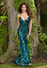 Morilee Long Sequin V-Neck Prom Dress 43032