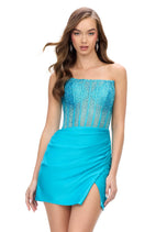 ASHLEYlauren Illusion Corset Homecoming Dress 4686