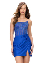 ASHLEYlauren Illusion Corset Homecoming Dress 4686