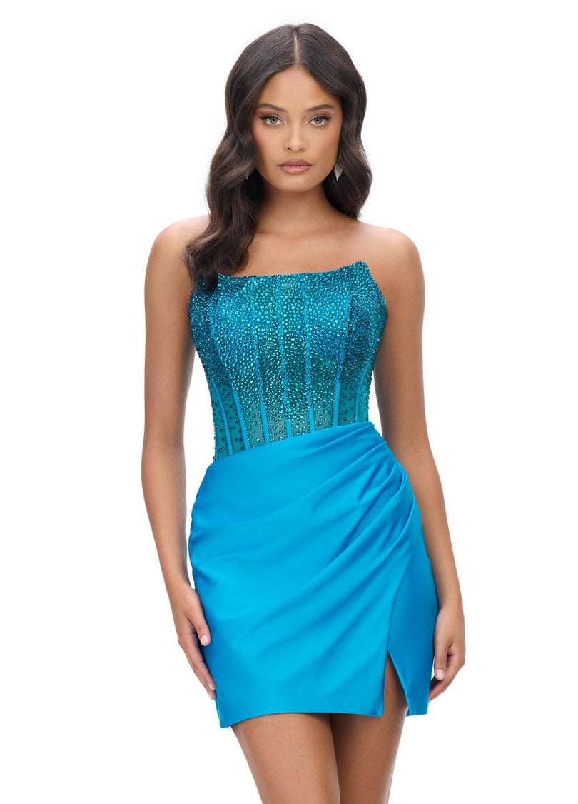 ASHLEYlauren Illusion Corset Homecoming Dress 4686