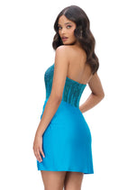 ASHLEYlauren Illusion Corset Homecoming Dress 4686