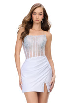 ASHLEYlauren Illusion Corset Homecoming Dress 4686