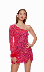 Alyce Paris One Shoulder Sequin HoCo Dress 4752