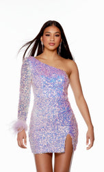 Alyce Paris One Shoulder Sequin HoCo Dress 4752