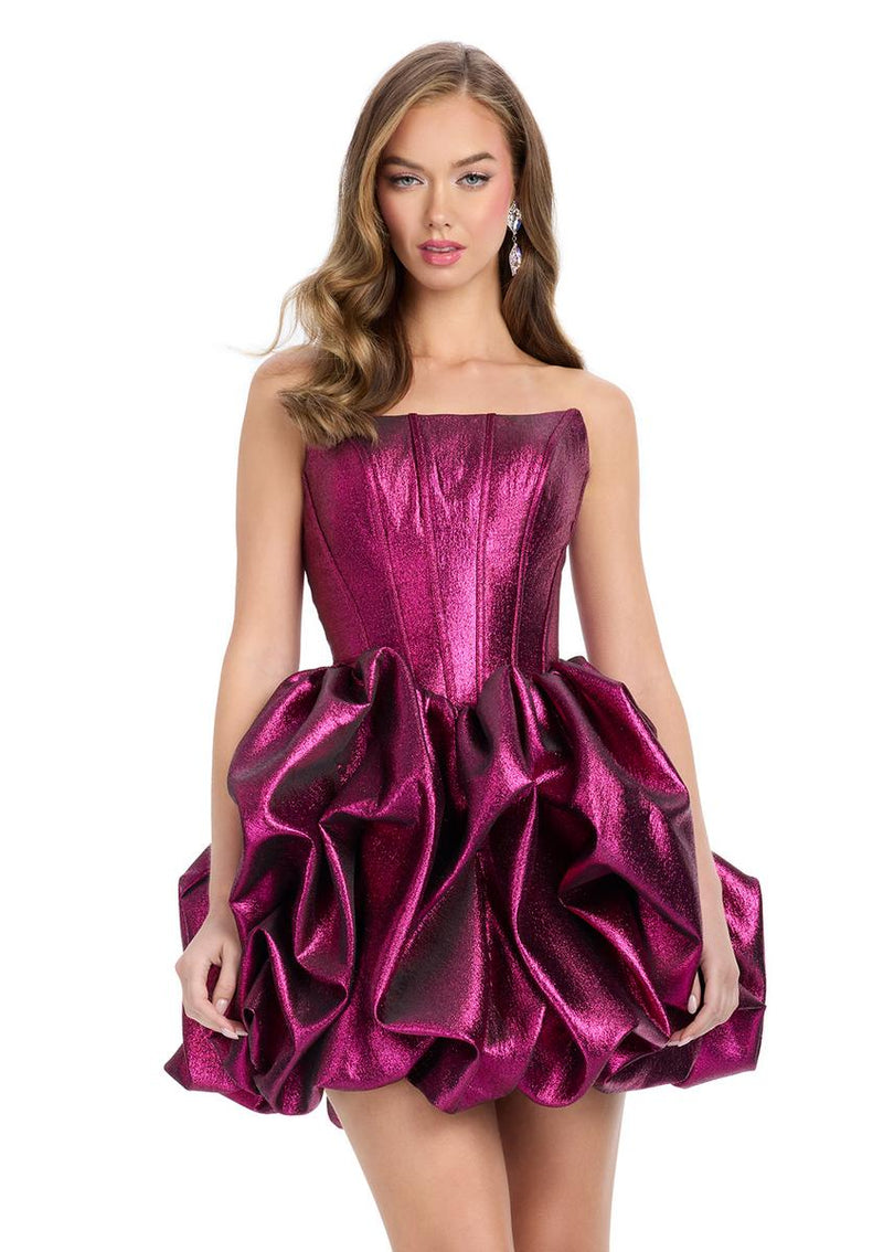 ASHLEYlauren Strapless Metallic Corset Cocktail Dress 4789