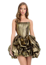 ASHLEYlauren Strapless Metallic Corset Cocktail Dress 4789