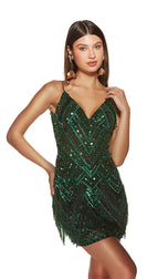 Alyce Paris V-Neck Beaded Homecoming Dress 4802