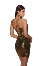 Alyce Paris Metallic Corset Homecoming Dress 4848