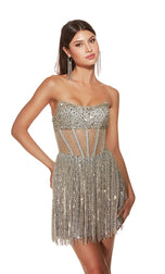 Alyce Paris Corset Fringe Short Homecoming Dress 4941