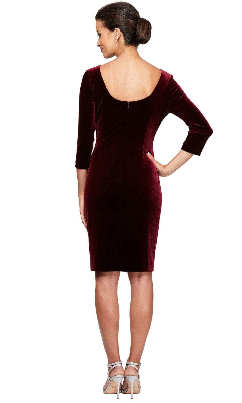 Alex Evenings Quarter Sleeve Velvet Cocktail Dress 1915268