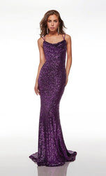 Alyce Paris Sequin Cowl Neck Prom Dress 61626