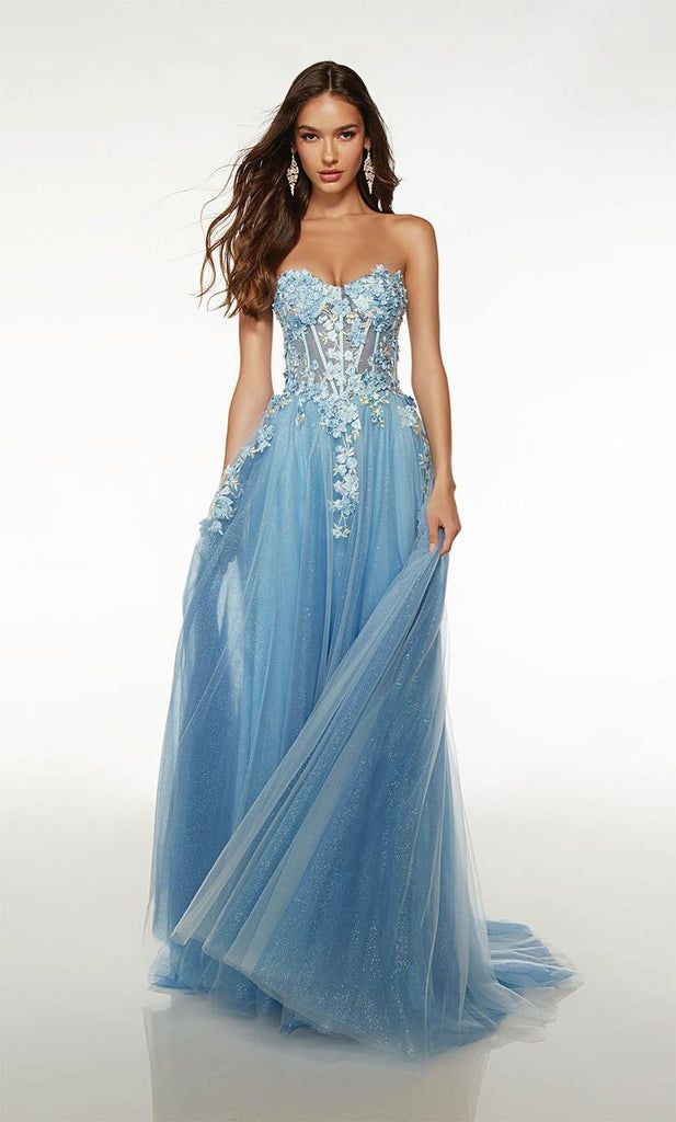 Alyce 3D Floral A-Line Prom Dress 61634