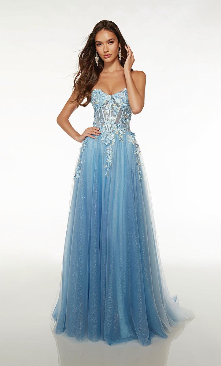 Alyce 3D Floral A-Line Prom Dress 61634