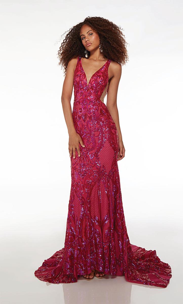 Alyce Paris Plunging Sequin Prom Dress 61651