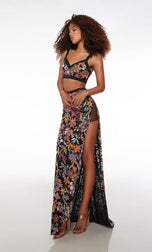 Alyce Two Piece Floral Sequin Prom Dress 61689