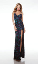 Alyce V-Neck Open Back Sequin Prom Dress 61694