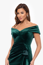 Xscape Evenings "Alana" Off the Shoulder Velvet Evening Gown 6484X