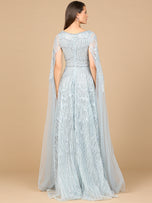 Lara Embellished V-Neck Cape Sleeve Evening Gown 28937