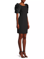 Shani Ruffle Sleeve Crepe Sheath Dress S115