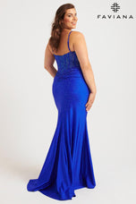 Faviana V-Neck Fitted Plus Size Prom Dress 9555