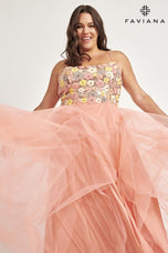 Faviana Floral A-Line Plus Size Prom Dress 9557