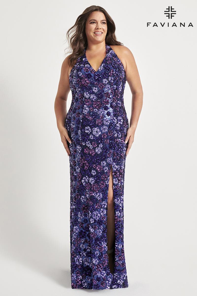 Faviana Long Floral Plus Size Prom Dress 9560