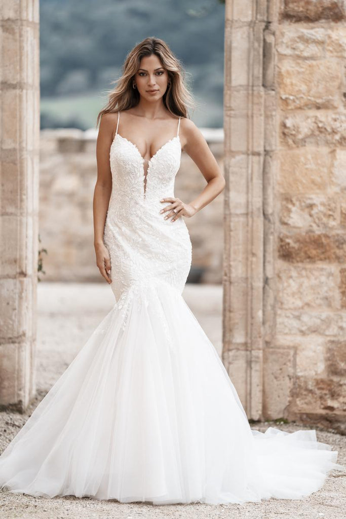 Allure Bridals Fit and Flare Lace Bridal Gown A1260