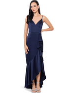 Xscape Satin Ruffle Dress 6251X