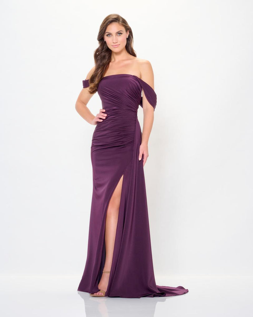 Cameron Blake Draped Sleek Crepe Dress CB3241