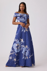 Teri Jon Floral Jacquard Off the Shoulder Gown 217048