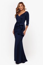 Xscape Evenings "Lexi" Ruched Scuba Evening Dress 4452X