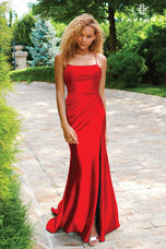 Faviana Scoop Neck Satin Prom Dress E11238