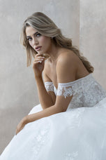 Abella by Allure "Lorena" Off Shoulder Lace Bridal Gown E463