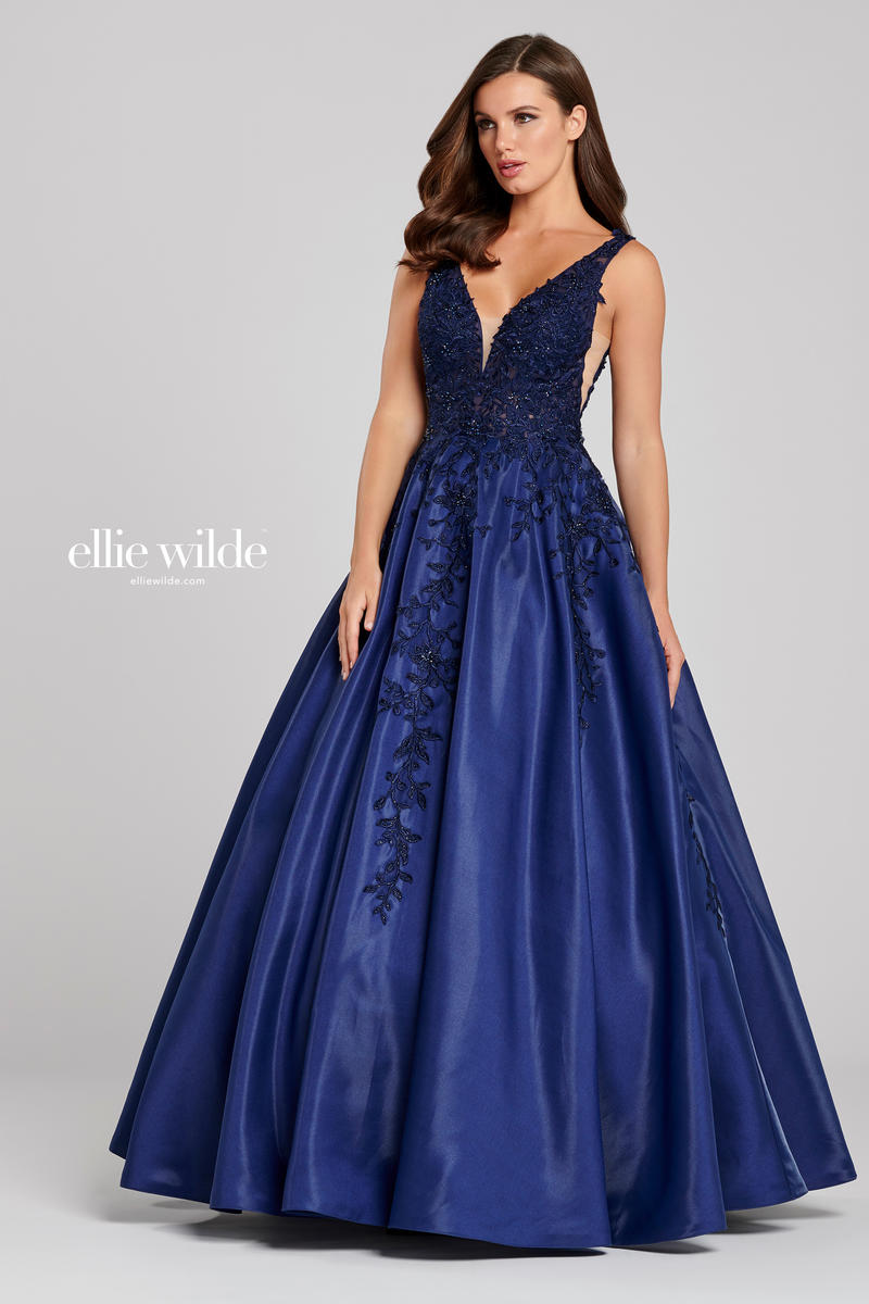 Ellie Wilde Satin A-Line Prom Dress EW120115