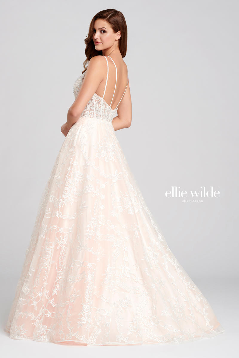 Ellie Wilde V-Neck Lace Ball Gown EW120135