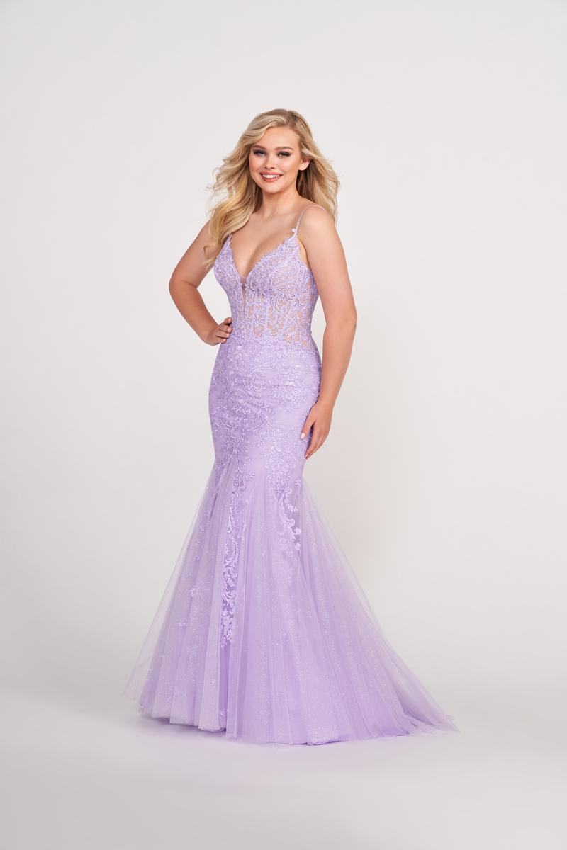 Ellie Wilde Long Fitted Lace Prom Dress EW34033