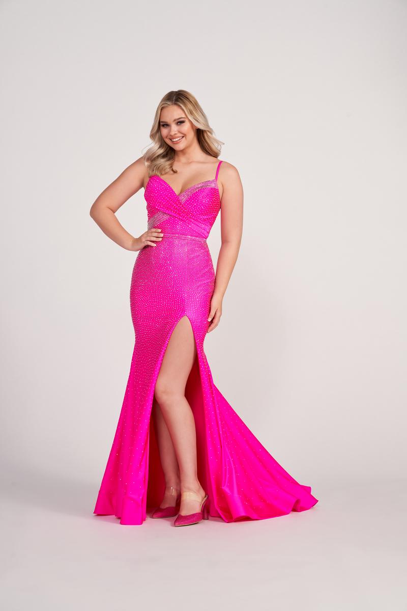 Ellie Wilde Hot Stone Slit Prom Dress EW34039