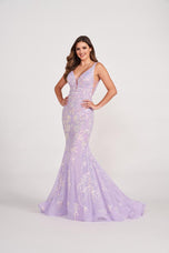 Ellie Wilde Long Plunging Sequin Prom Dress EW34041