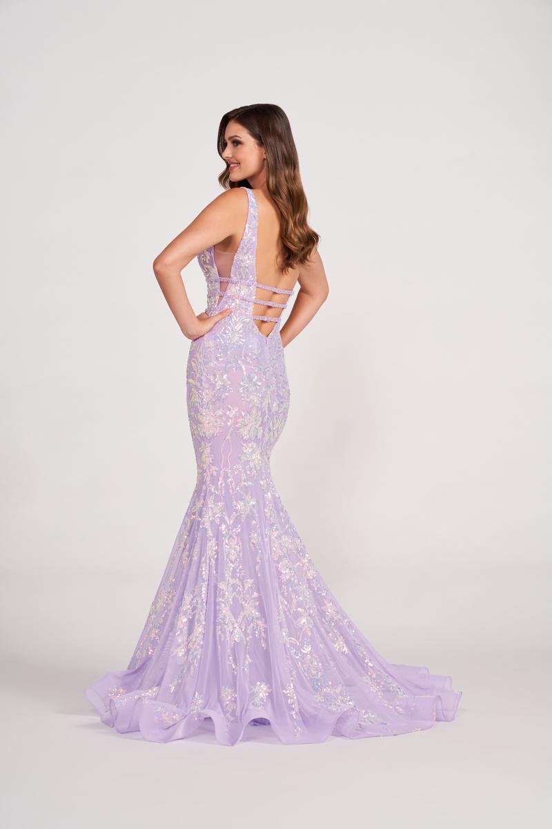 Ellie Wilde Long Plunging Sequin Prom Dress EW34041