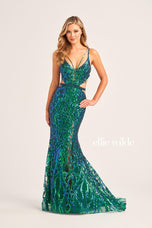 Ellie Wilde  Long Lace-up Back Prom Dress EW35007