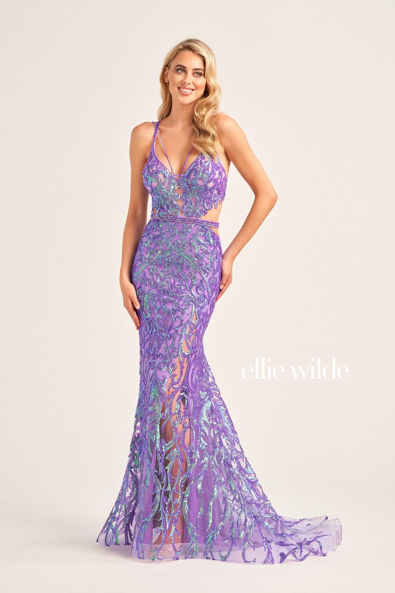 Ellie Wilde  Long Lace-up Back Prom Dress EW35007