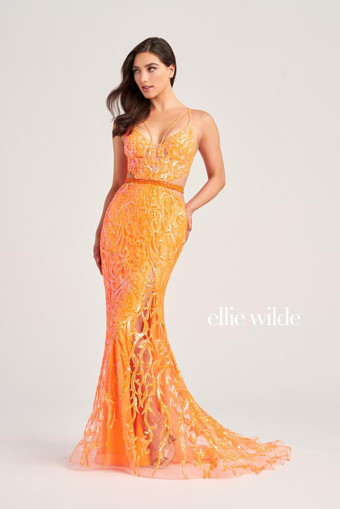 Ellie Wilde  Long Lace-up Back Prom Dress EW35007