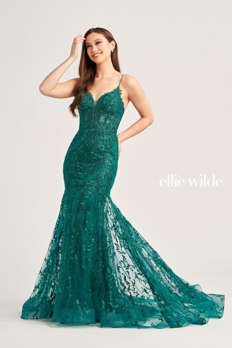 Ellie Wilde Mermaid Corset Lace Prom Dress EW35010 - B