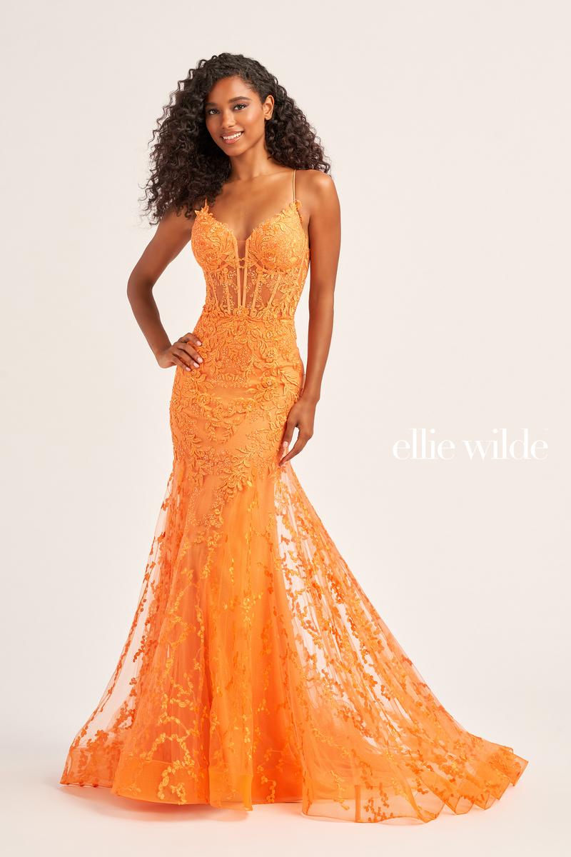 Ellie Wilde Mermaid Corset Lace Prom Dress EW35010 - B