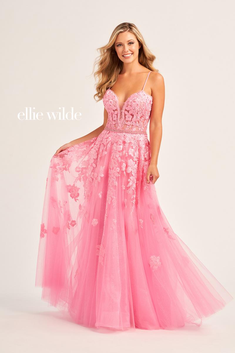 Ellie Wilde A-Line Lace Prom Dress EW35016