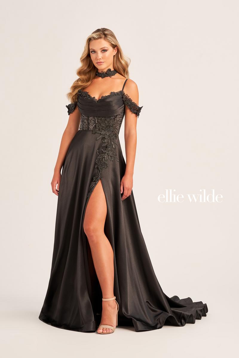 Ellie Wilde Off Shoulder Collar Prom Dress EW35029