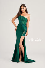 Ellie Wilde One Shoulder High Slit Prom Dress EW35031